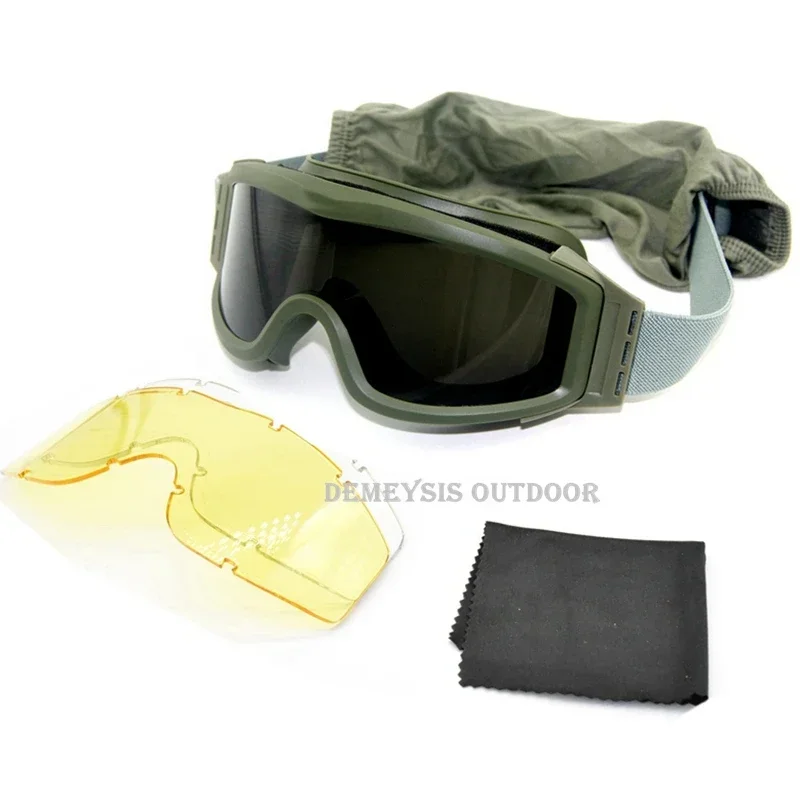 Tactical Goggles with 3 Lens Combat Glasses Airsoft Paintball Eye Protection for Cs Wargame Motorcycle Hiking