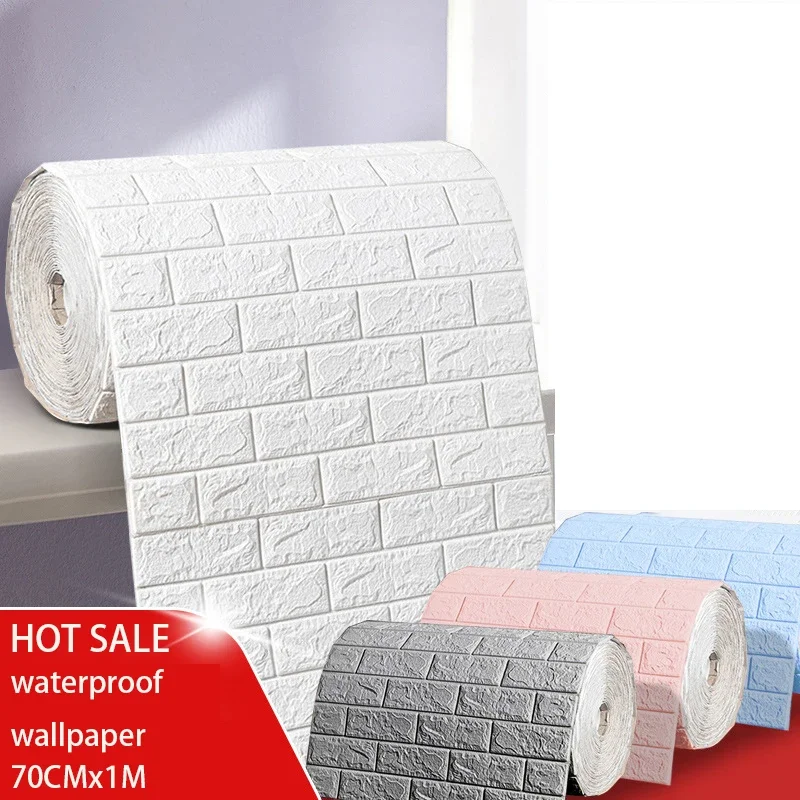 3D Wallpaper Wall Sticker Waterproof Brick Anti-collision DIY Wall Stickers Living Room Bedroom Children's Room Home Decoration