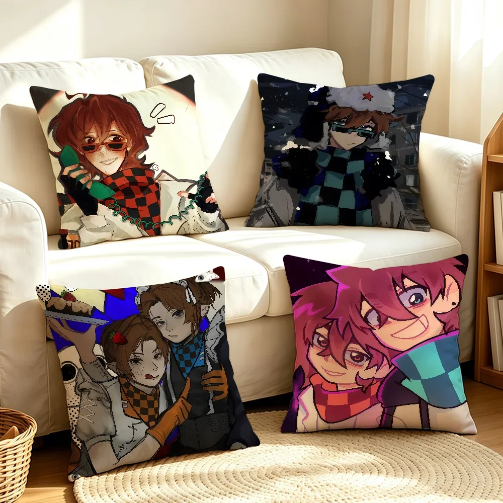 Cartoon Lololoshka And JDH cushion cover Soft Smooth Pillow Case Hidden Zipper Washable Decorative Couch Office Gift