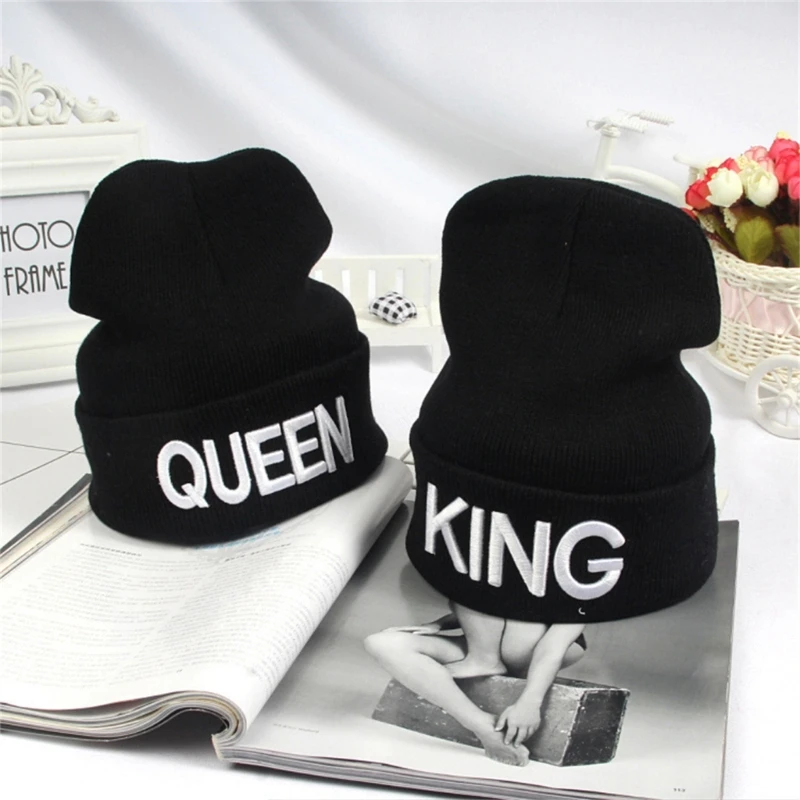 

Knit Beanie Hat King Queen Hats For Couples Skull Hat Couple Hat Highlight Small Face Knitted Hat Skullies Beanie N16 22 Dropsh