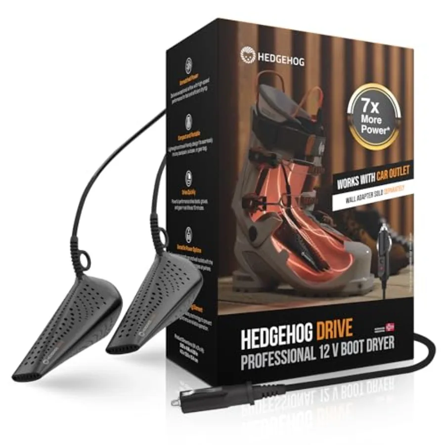 

Portable shoe dryer for work boots and ski boots, ABS plastic, black, dual 12V AC/DC power, 80W heat, fast drying in 1545 min,