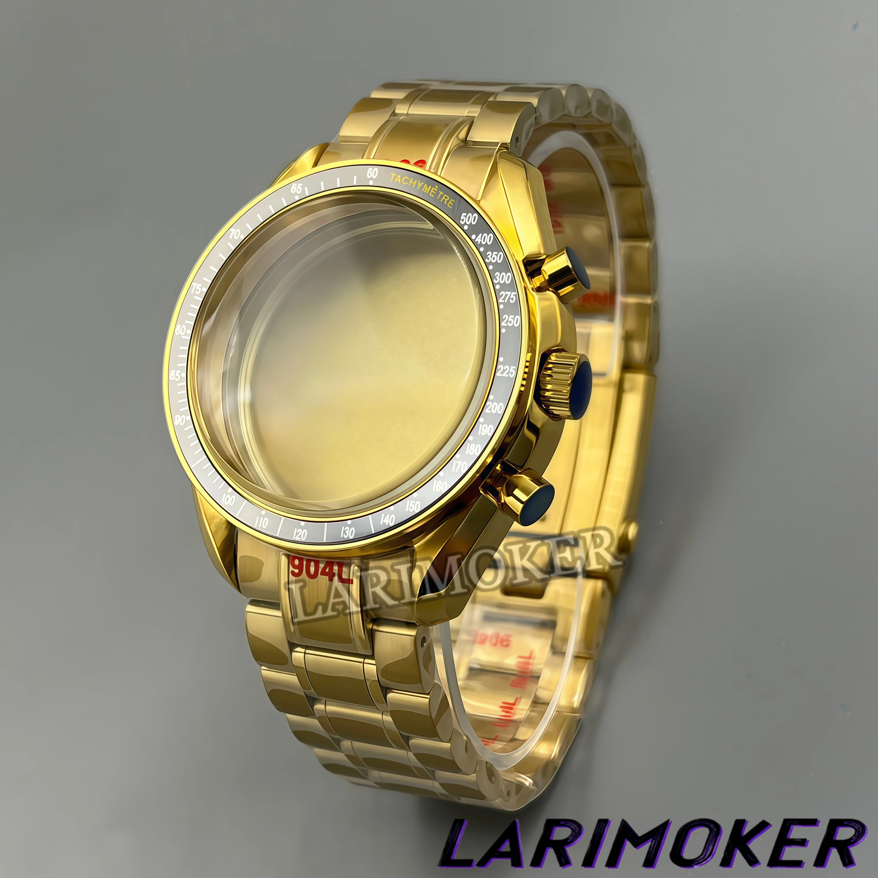 LARIMOKER 39.5mm Men's Quartz Watch Case Sapphire Crystal Equipped with Bezel Stainless Steel Strap Suitable for VK63 Movement