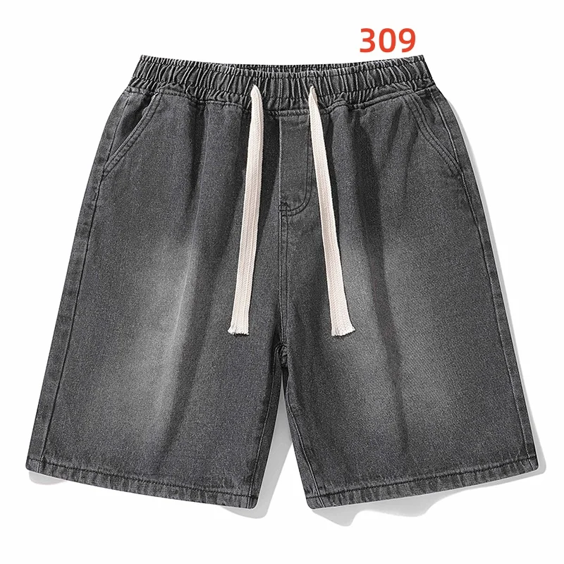 الصيف الرجال شورت جينز غير رسمي فضفاض وعصري طول الركبة الدنيم السراويل الرجعية الرجال الدنيم الجديد خمسة أرباع السراويل #5