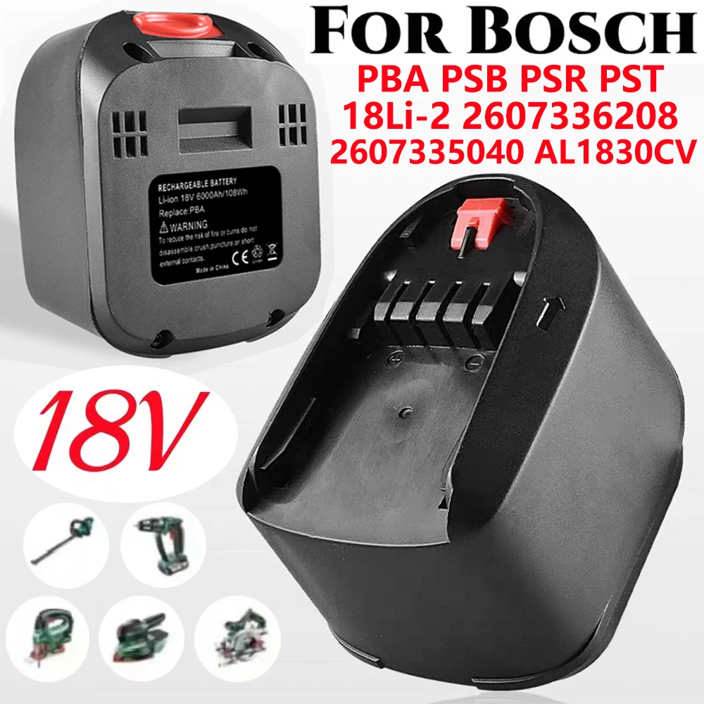 

НОВЫЙ литий-ионный аккумулятор 18 В, 6000 мАч для инструментов Bosch PBA PSB PSR PST 18Li-2 2607336208 2607335040 AL1830CV, аккумулятор типа C
