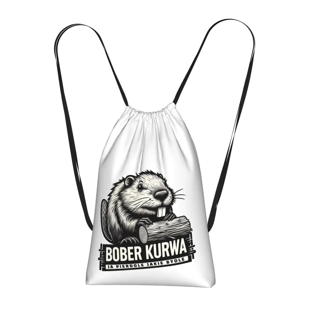 Poland Beaver Bober Polish Bobr Kurwa Drawstring Backpack hiking cycling Bag Portable Travel Drawstring Bag for Men Women