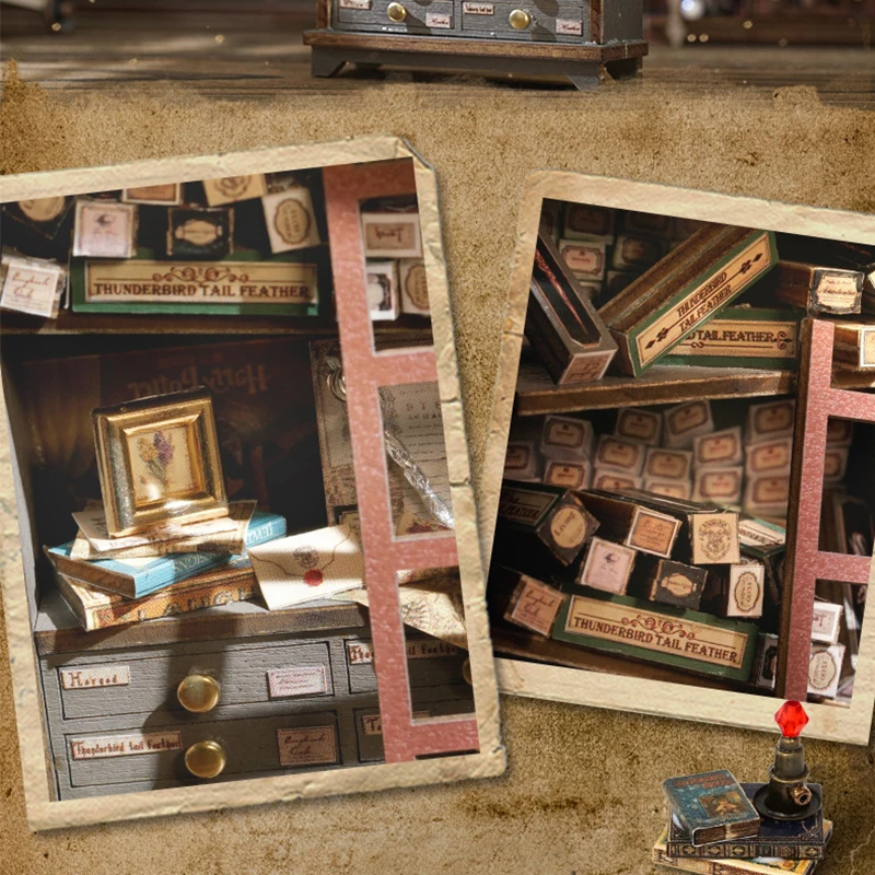 Zuuton DIY Holz Buchnische Set mit LED Licht, Bastelset zum Zusammenbauen, Schreibtisch Dekoration Geschenk – Detail 15