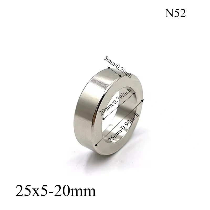 N52 25x5-20 Strong Neodymium Magnet Ring 25*5  Round Booster for 3D Printer Home Office Whiteboard DIY  20mm Hole Home Craft