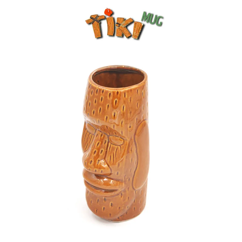 Tiki Cup Hawaii Cocktail Cups Straight Tiki MUG Bar Cups Resurrection Island Stone Statue Ceramic Cup