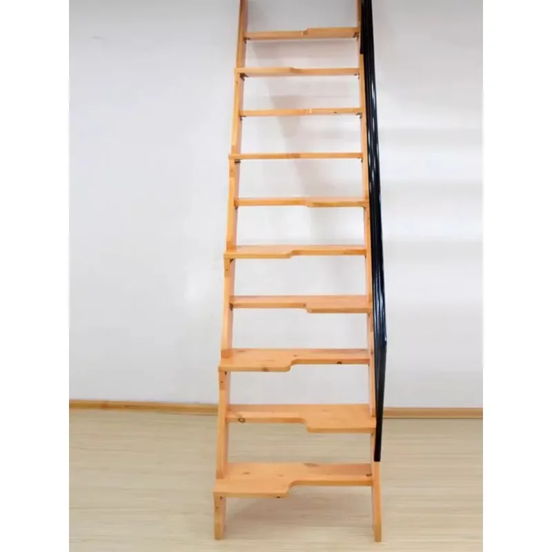 Indoor solid wood loft stairs four steps five or six steps household ladder small space ladder large tread wooden ladder.