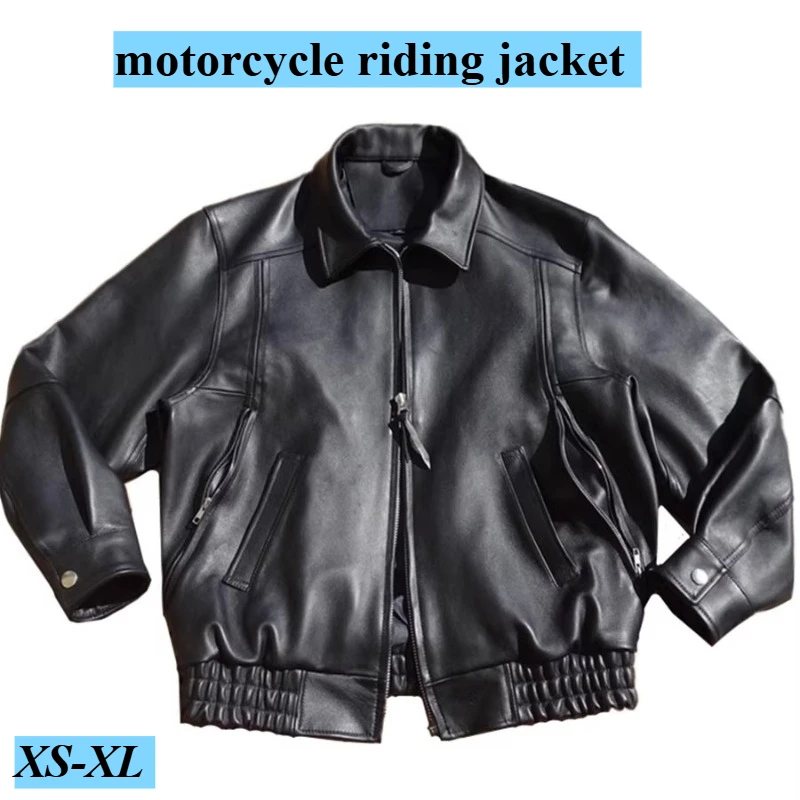 

Мотоциклетная куртка унисекс в стиле ретро с большим силуэтом для мужчин и женщин, мотоциклетные кожаные куртки из овчины, четырехсезонная мотоциклетная одежда
