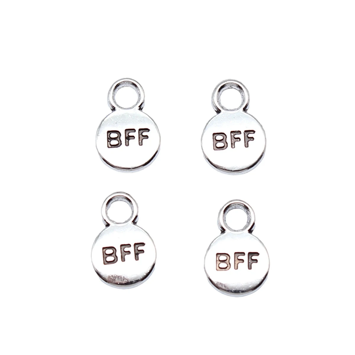 40pcs BFF Best Friend Forever Round Plate Charms 12x8mm Antique Silver Color Accessories For Jewelry Bracelet Finddings