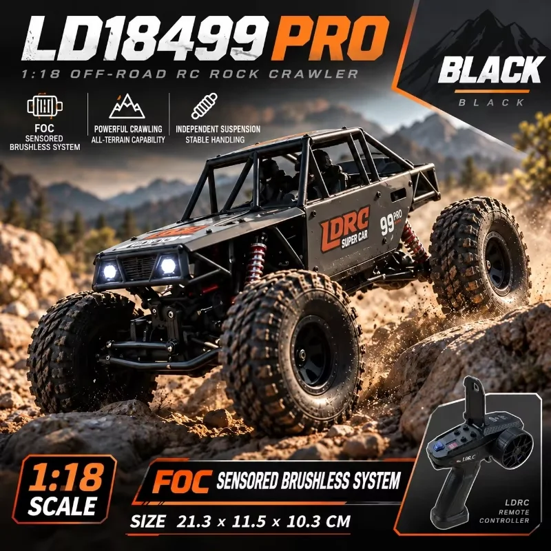 LDRC LD18499 PRO 1:18 FOC Sensored Brushless RC Crawler 4WD Tube Chassis Rock Climbing Truck RTR