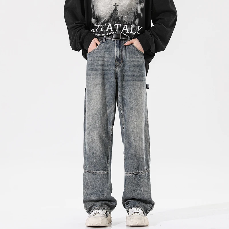 Baggy Jeans Trousers Male Denim Black  Blue Wide Leg Pants Men's Jeans  Cargo Korean Streetwear Hip Hop Harajuku3XL