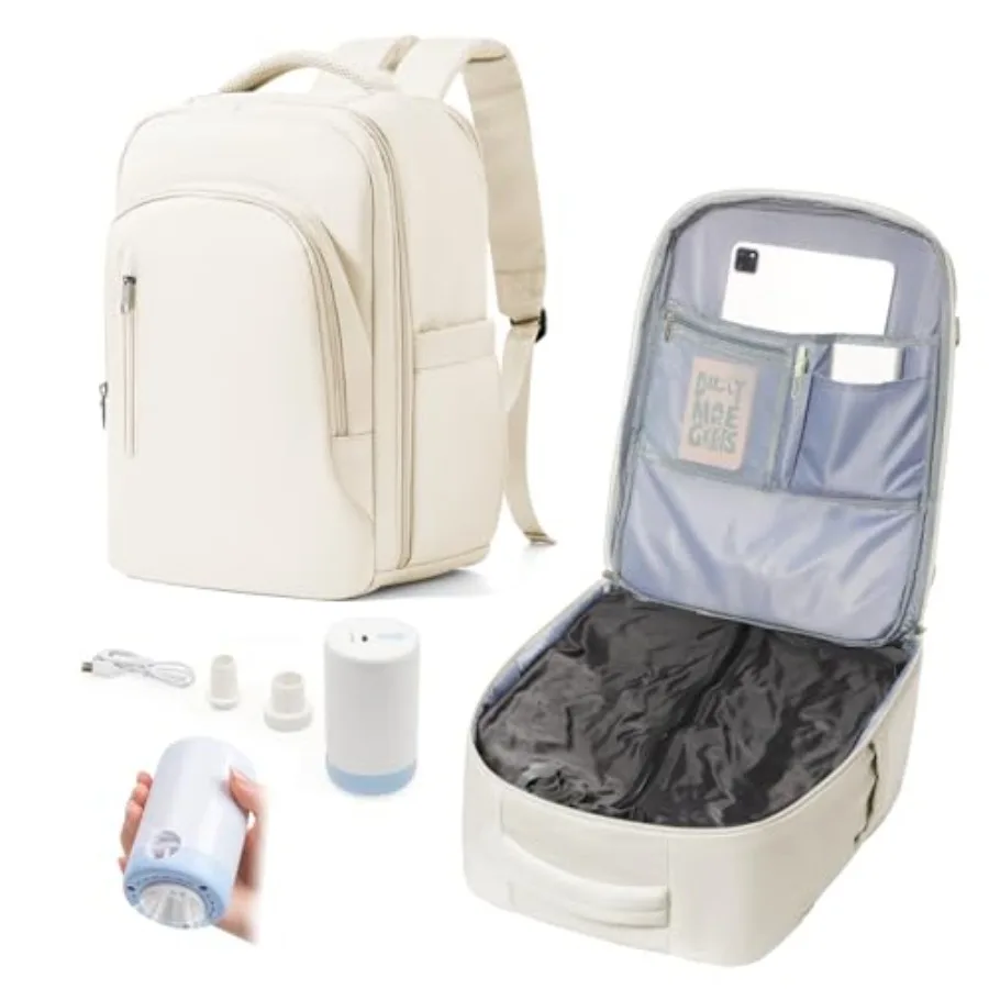 

Vacuum Backpack Travel with Pump for Women Personal Item Carry on Backpack Flight Approved 18x14x8 inches for Men Waterproof Wo