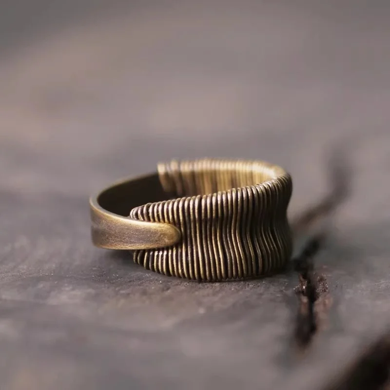 Brass Copper Wire Winding Process Retro Vintage Ring for Men's&Women's Punk Trend fashion Exquisite Non Fading Accessories
