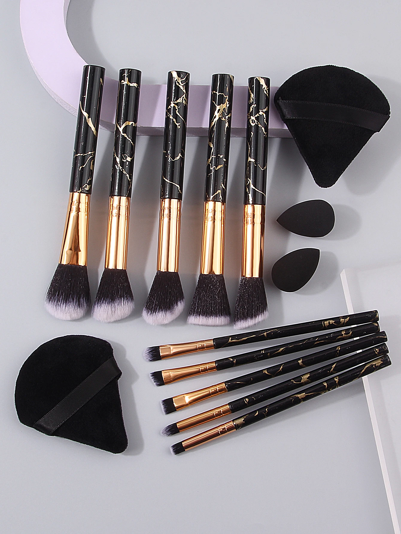 Beginner 10pcs Soft bristle makeup brush set,4 dry and wet dual-purpose makeup powder puffs and spongeegg makeup toolcombination