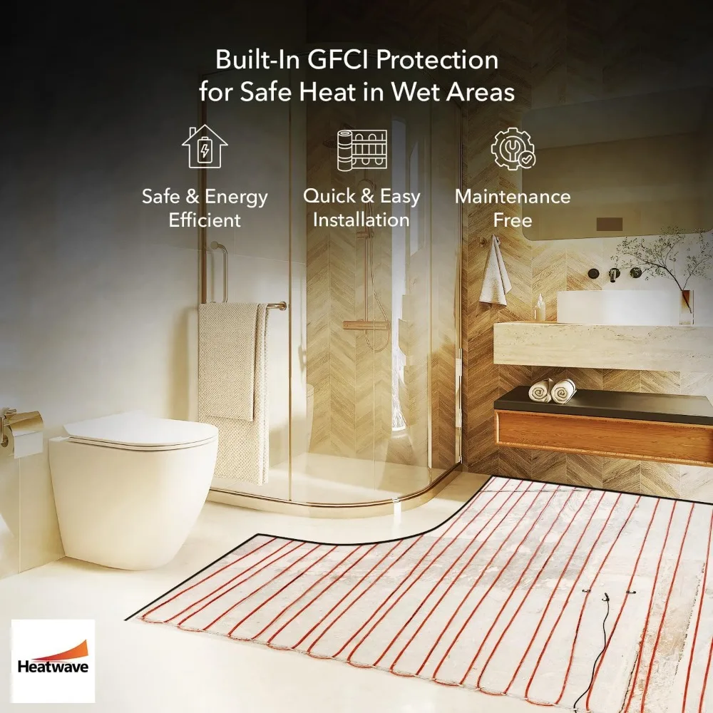 Sistema de aquecimento de piso radiante - Aquecedor elétrico de piso de 120 V para 16-30 pés quadrados, solução de piso aquecido eficiente