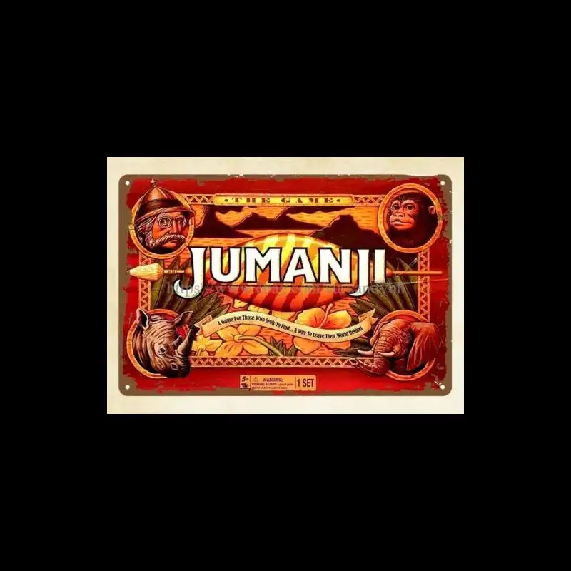 Vintage  Jumanji Board Game Metal Tin Sign Plaque  Retro Wall Decor for Pub Studio Home