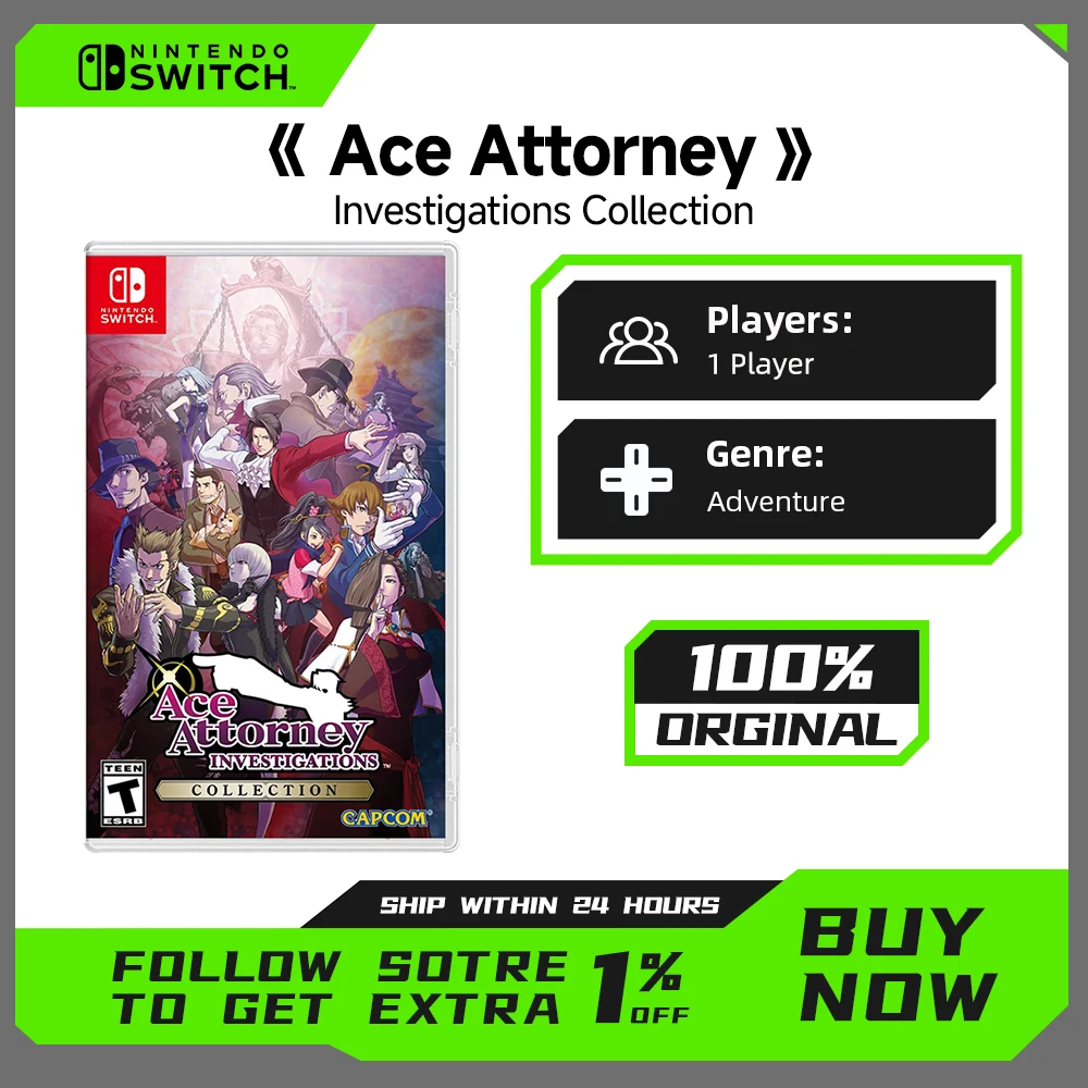 Ace Attorney Investigations Collection - Nintendo Swtich Game Deals Games Cartridge Physical Card Support TV Tabletop Handheld