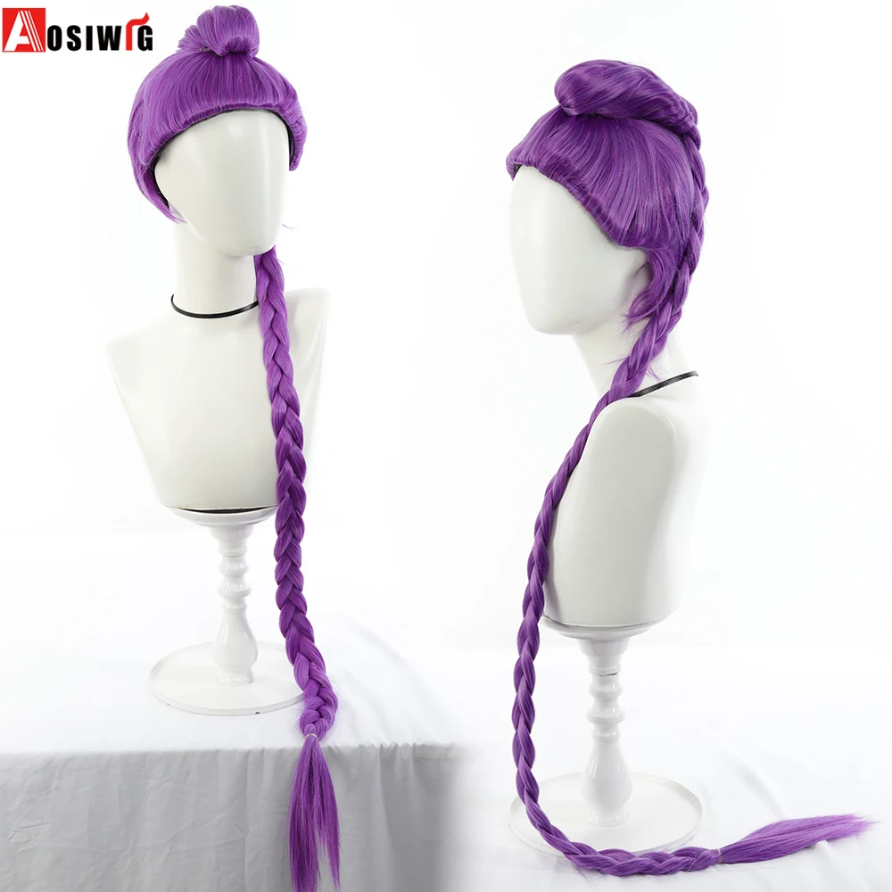 Aosiwig الأرجواني النمر كليب ذيل حصان واحد شعر مستعار اصطناعي مضفر | فيلم الرسوم المتحركة لشخصية KPop شيطان الصيادين رومي شعر مستعار تأثيري #2