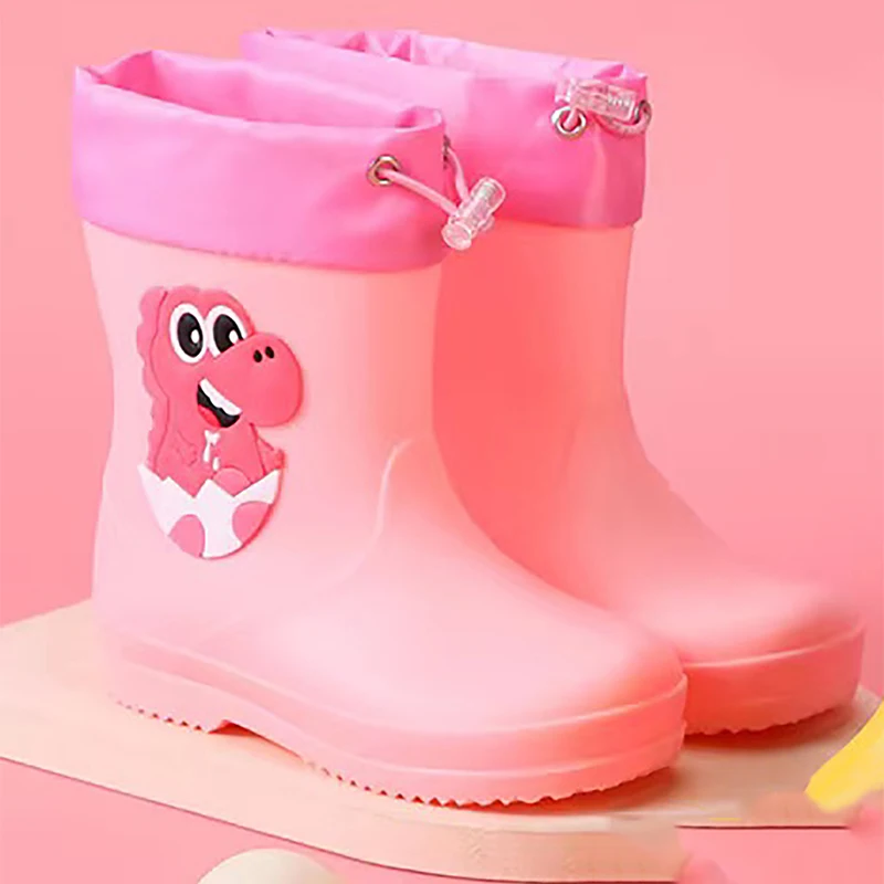 Kids' rain boots Girls' baby rain boots non-slip band waterproof baby cute dinosaur cartoon tighten strap