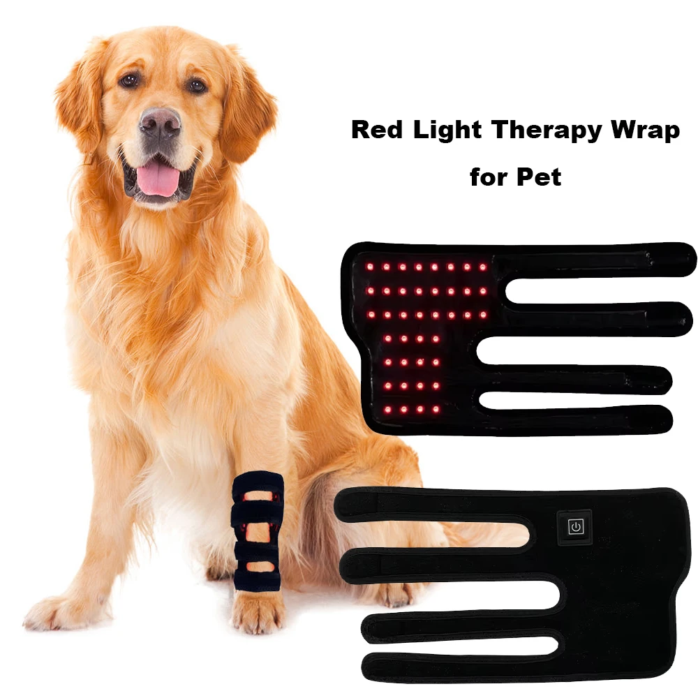 

Pet Dog Leg Red Light Care Wrap 660nm 850nm Near Infrared 5050SMD LEDs Wireless Adjustable Animal Knee Joint Relaxation Brace