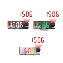 Projection Alarm Clock Mirror Day Date Temperature Digital Clock Large Display Nightlight for Home Bedside Ceiling Bedroom Kids