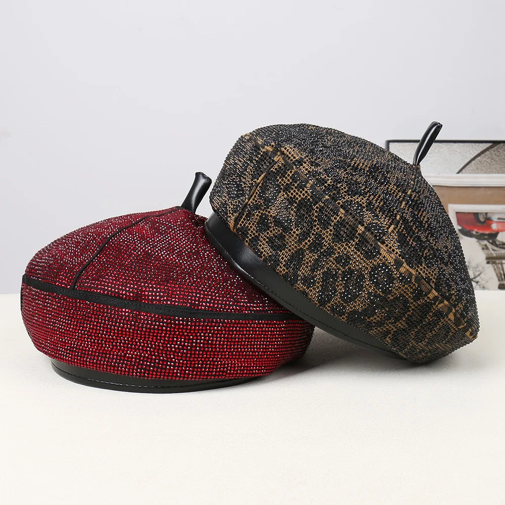 الخريف الشتاء لون نقي بسيط ليوبارد طباعة مزين لطيف المتخصصة تنوعا أنيقة العصرية مريحة قبعة قبعة #2