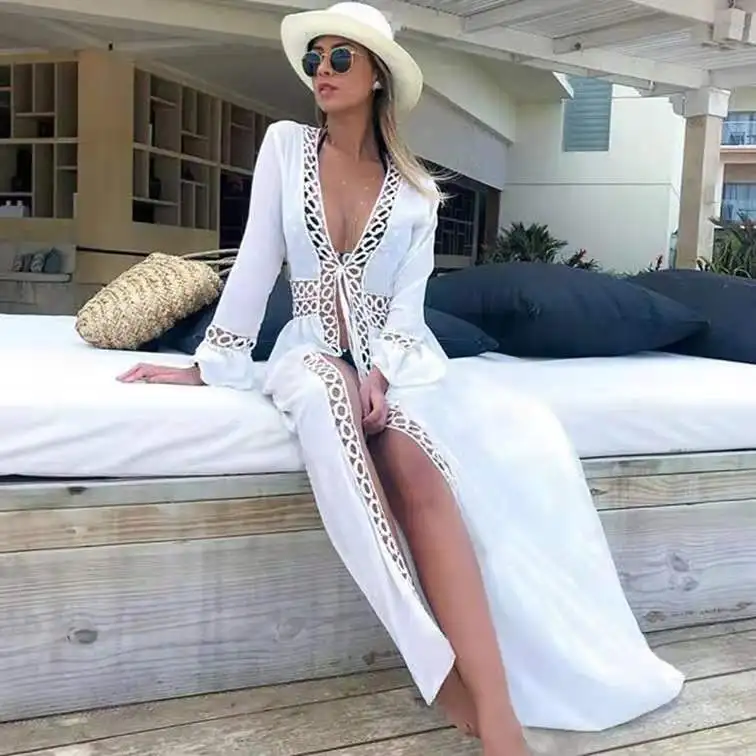Women Wrap Coats Solid Long Jackets Cut Out Lace Up V Neck Flare Sleeves Open Stitch Slight Strech Loose Fit Sexy 2026 Summer