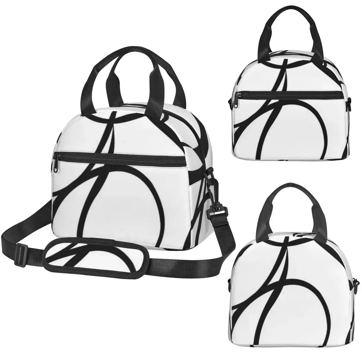 4 Pcs - 45cm 18In - Geometric Abstraction Line Insulated Lunch Bag for Women Office Cooler Thermal Box Tote Portable Lunch Boxes