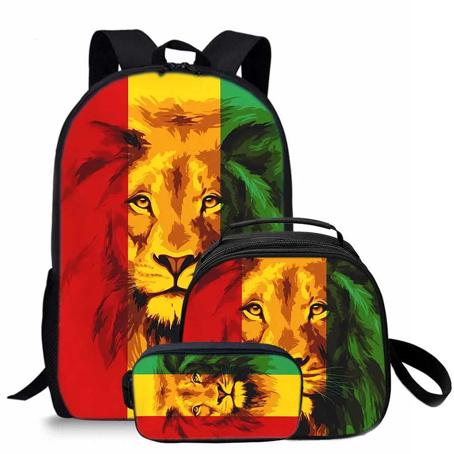 

3 Pcs Set Lion Round Lunch Bags ,Pencil Bags ,School Bags For Boy/Girls Best Gifts 3D Cartoon Backpack For Children