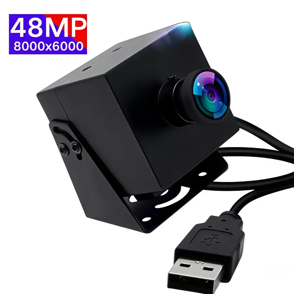 ELP 48MP IMX586 USB Industrial Camera 170° Fisheye 1.95mm M12 Lens UVC Plug Play 8K 30fps 4K USB2.0 Webcam for ATM