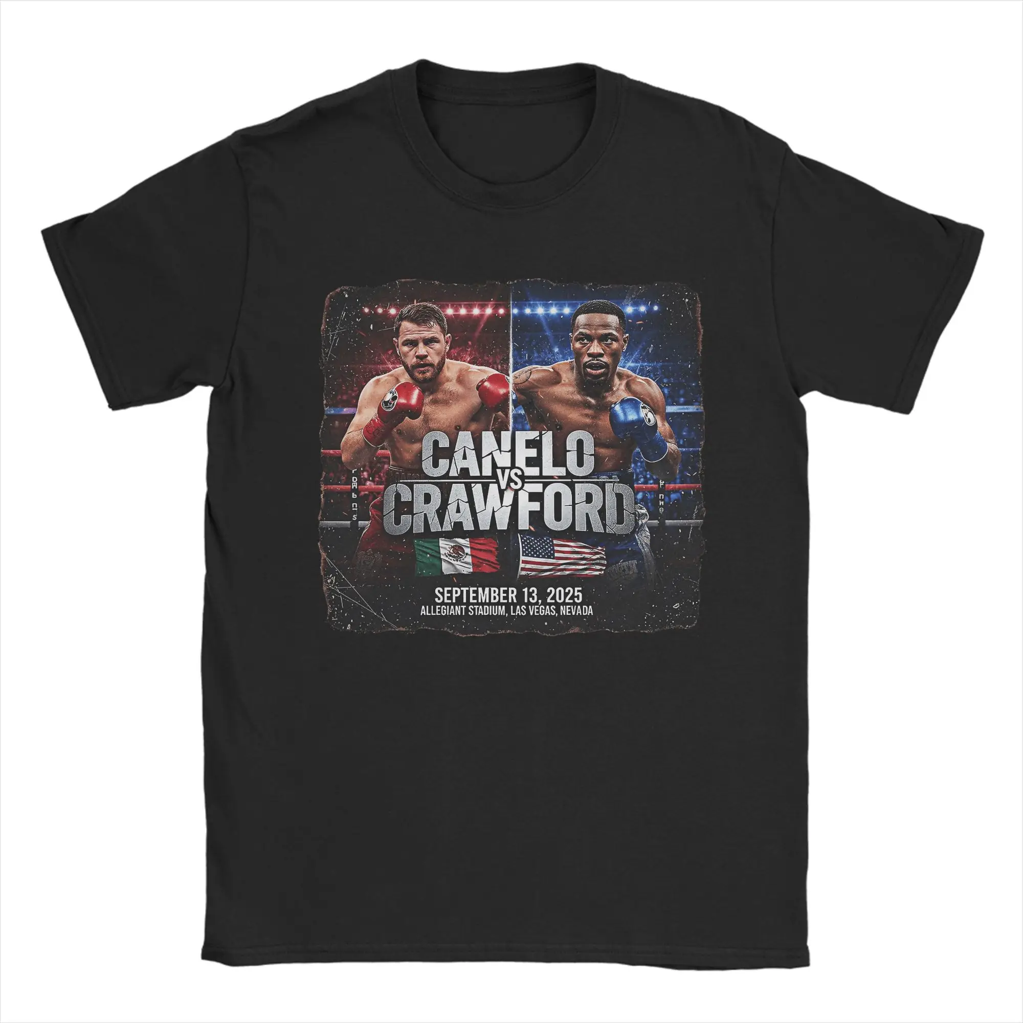 

Canelo vs. Crawford Men's T Shirt Vintage Tees Short Sleeve Crewneck T-Shirts 100% Cotton Printing Clothing