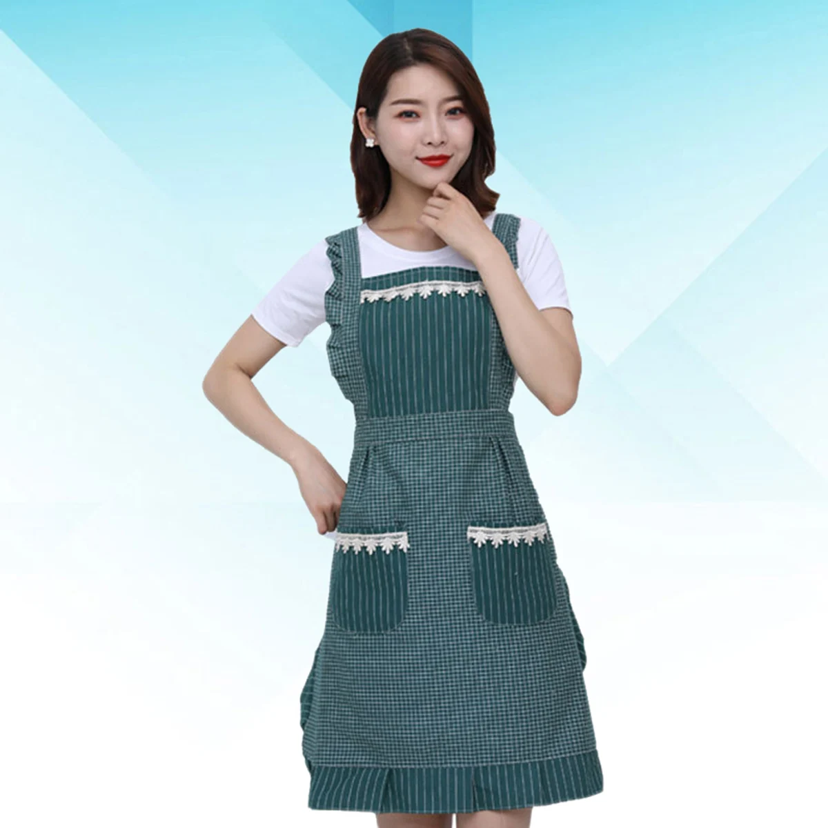 

Pure Cotton Princess Apron Two Pockets Long Straps Kids Cooking Baking Painting BBQ Household Cotton Aprons Chef Aprons