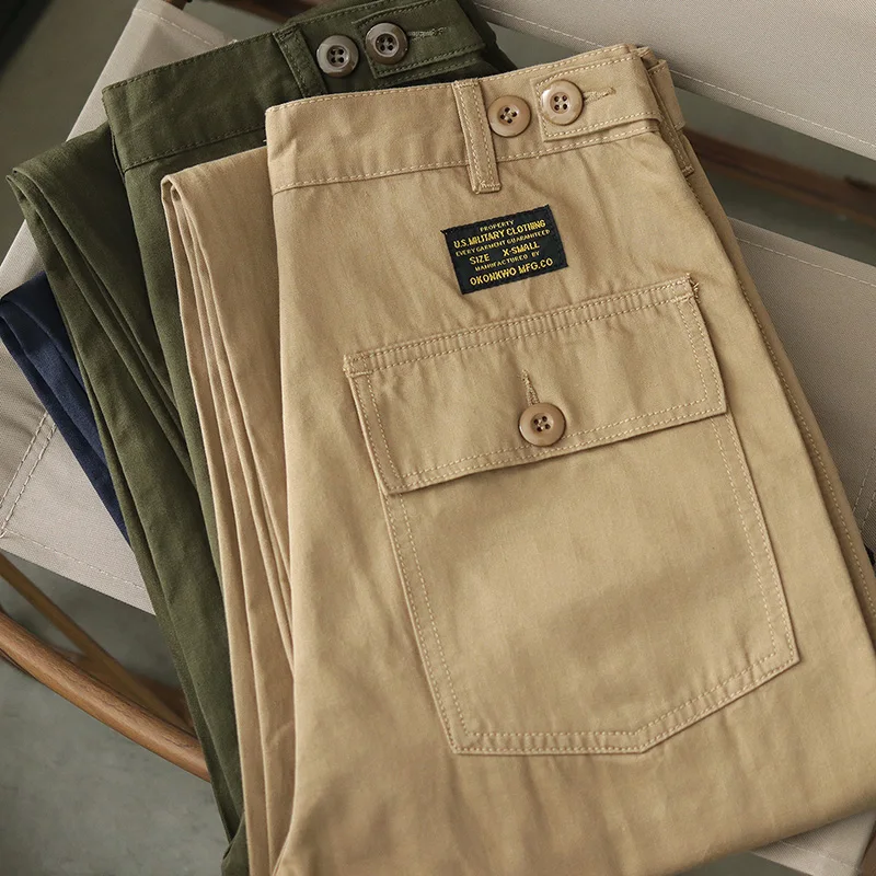 Pantalones militares de OG-107 Retro para hombre, Pantalón de algodón puro, holgado, informal y recto, a la moda, para primavera y otoño