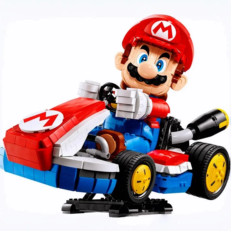 Criativo dos desenhos animados super bros jogo montagem brinquedos 72037 kart 1972 peças brinquedos de corrida, presentes de natal, presentes de aniversário