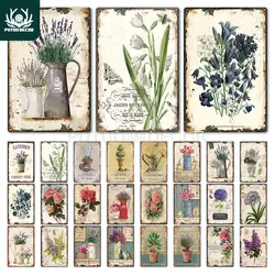 Flower Vintage Tin Sign Home Decor Retro Metal Sign Shabby Chic Wall Decor for Kitchen Living Room Dining Room Metal Plate