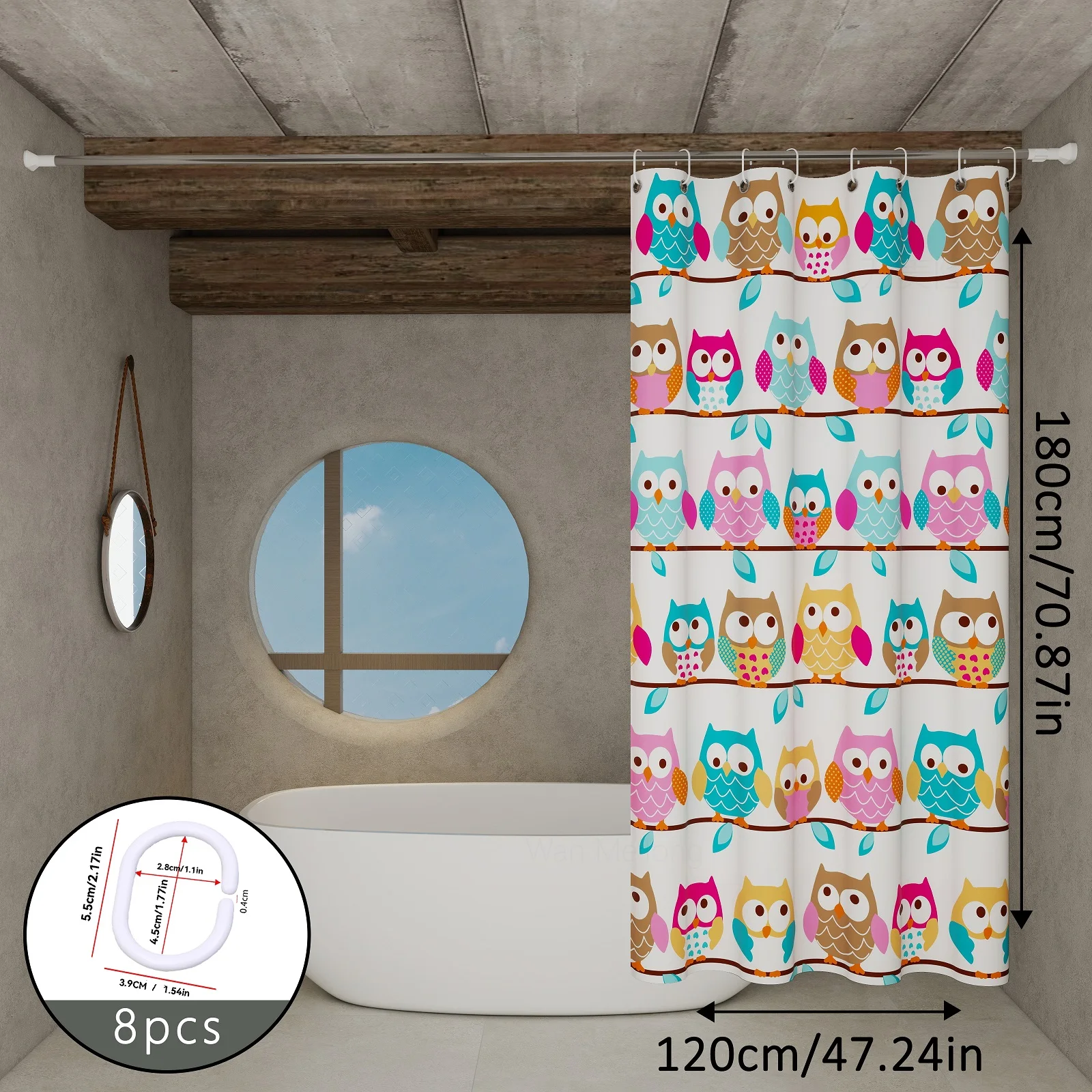Shower Curtains Shower Curtain Luxury Owl Themed Dry Wet Separation Partition Fresh Color Childlike Bathroom Atmosphere