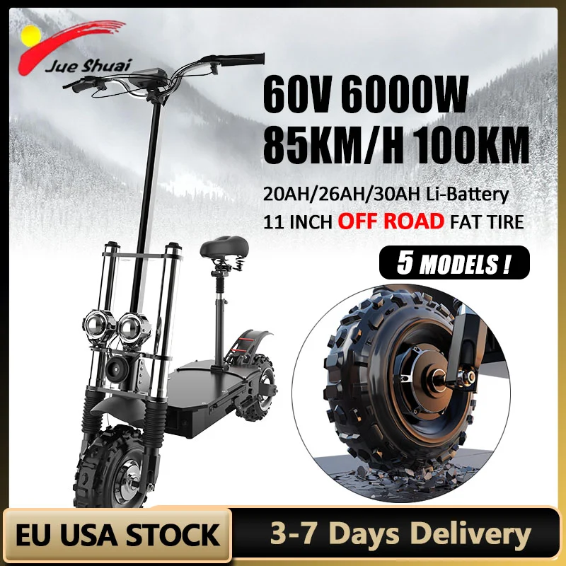 55-85KM/H Max Speed Electric Scooter 1200-6000W Motor E Scooter for Adult with 10/11