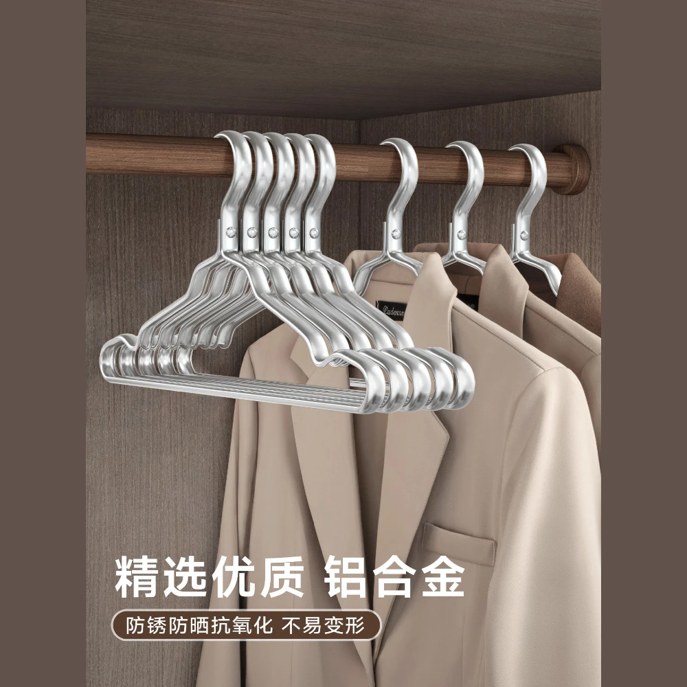 Extra Premium Aluminum Alloy Solid Thickened 5mm No-Mark Clothes Hangers with Stainless Steel Hooks, HeavyDuty for Home Wardrobe