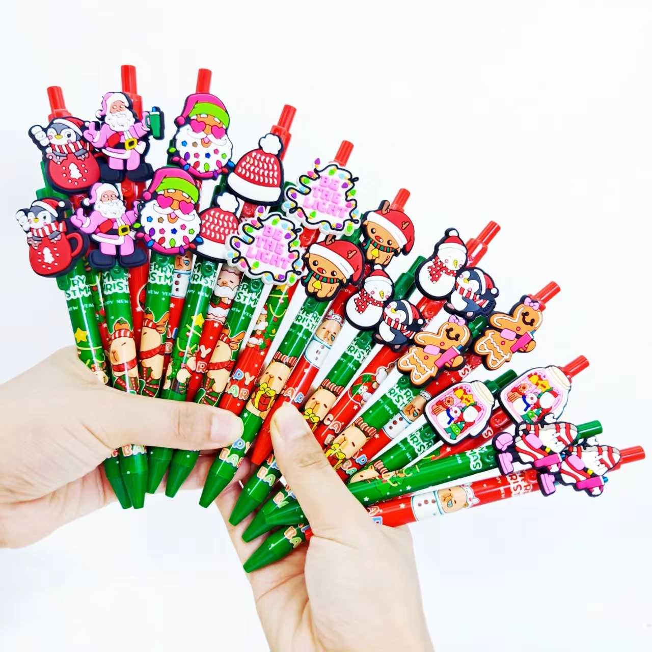 

13/15/25 шт. красная и зеленая рождественская тема пресс шариковая ручка Рождественский сезонный подарок ручка