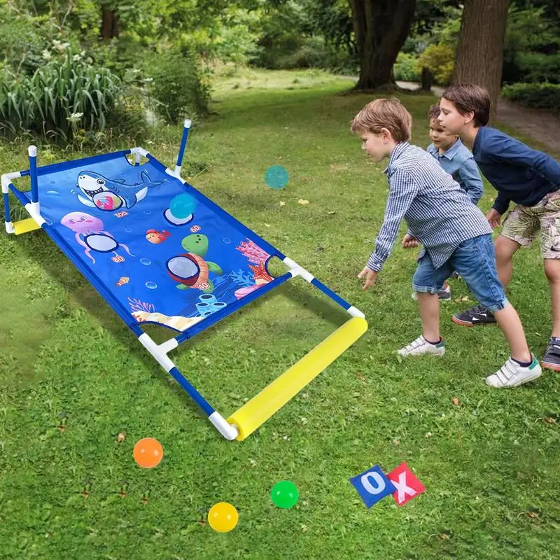 Jeux de cornhole de piscine interactifs, sac de sable d'eau, planche de natation flottante, lancer de balles de plage, jardin d'arrière-cour de plage