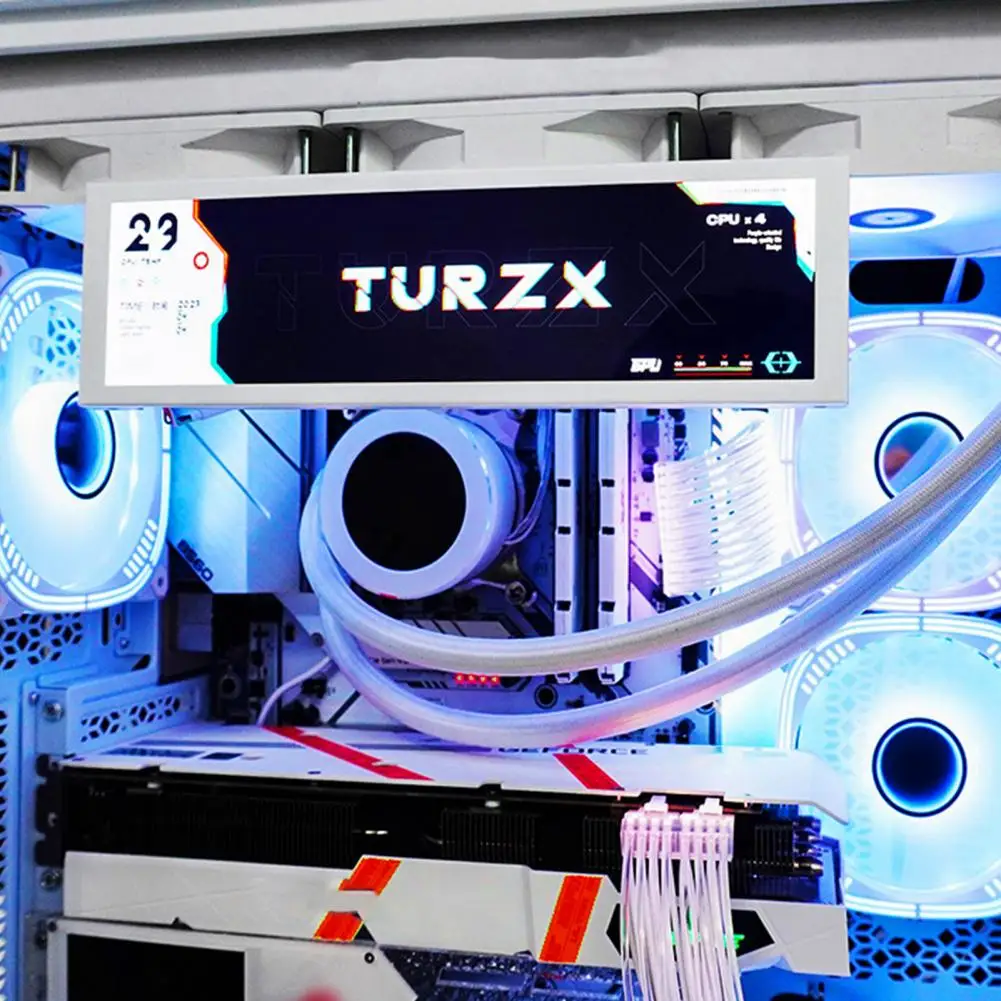 Ips Screen Computer Case com Conexão Tipo-C, Mini Display LCD para PC, CPU, Gpu, Monitoramento de RAM, 8.8"