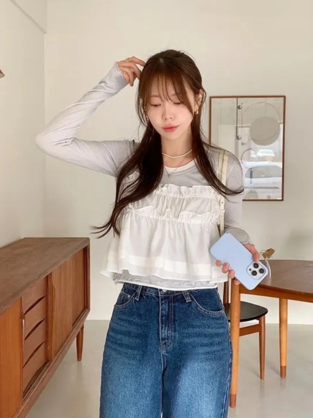 

Корейский жилет с милой кружевной отделкой и ремешком, женский новый 20225, сексуальный топ с завязками спереди и многослойный топ без шнуровки