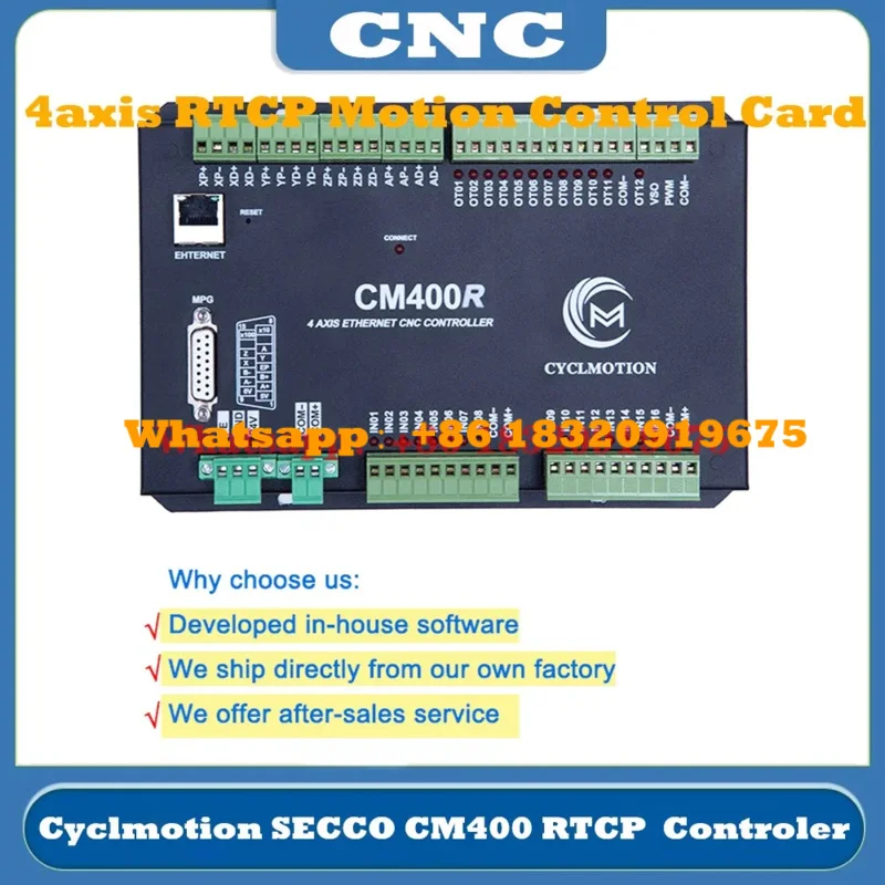 

4-осевой контроллер Cyclmotion, гравировка с ЧПУ, 3D-симуляция, обработка, предотвращение траектории, путь инструмента в реальном времени, CM400R, поддержка RTCP