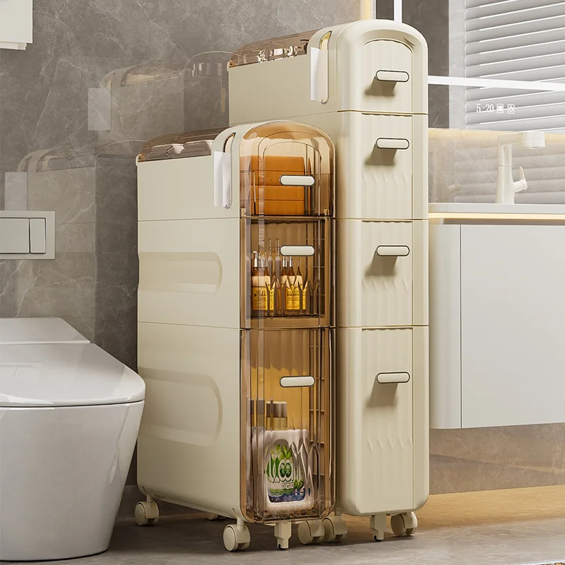 Multi-layer Bathroom Organizer Drawer Type Cabinet Narrow Toilet Corner Shelf Bathroom Crevice Storage Rack Shelves