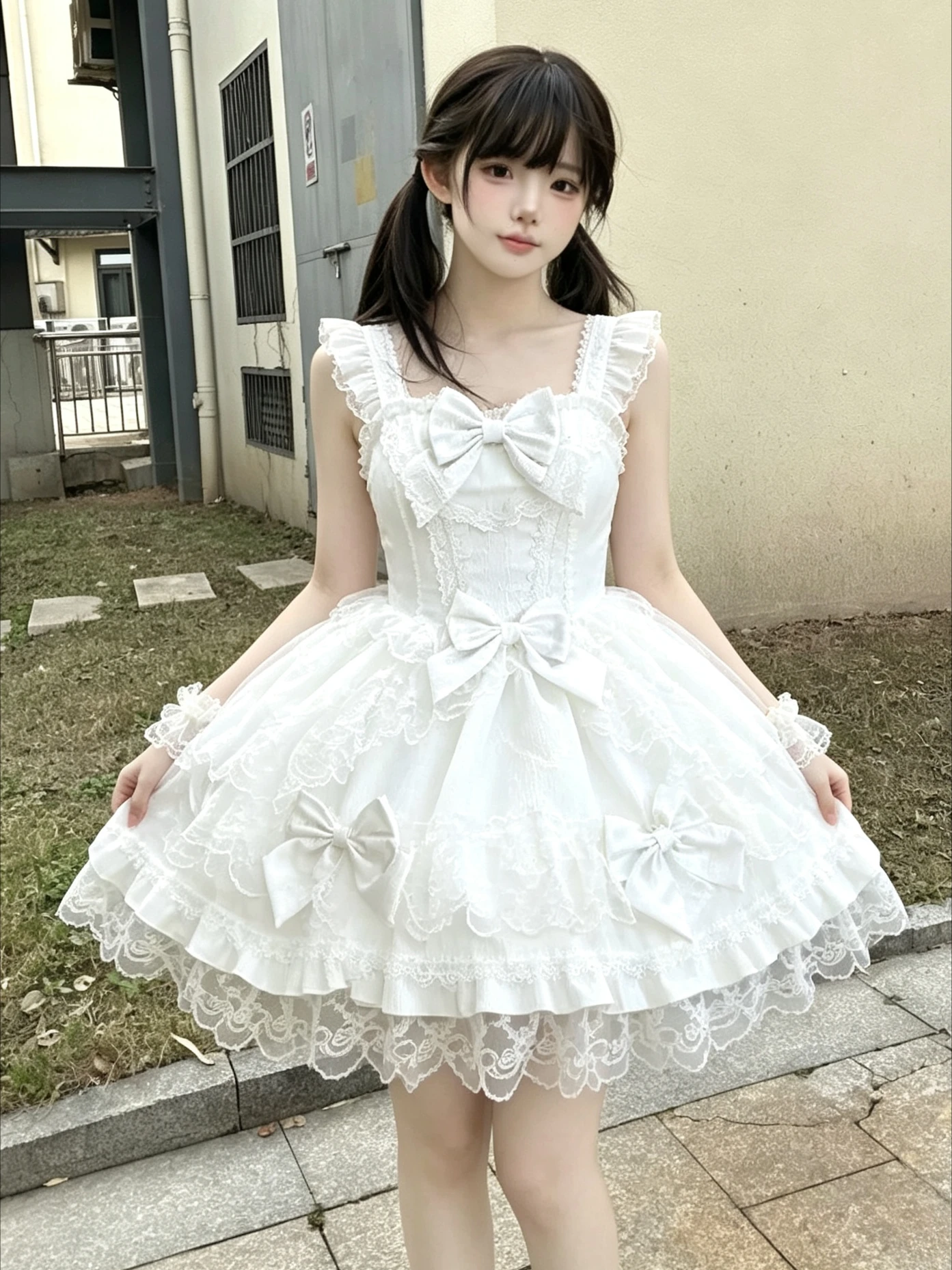 Y2K Girls Lolita JSK Sleeveless A-line Dress Japanese Kawaii Lace Strap Sweet Outfit Birthday Party Costume for Women