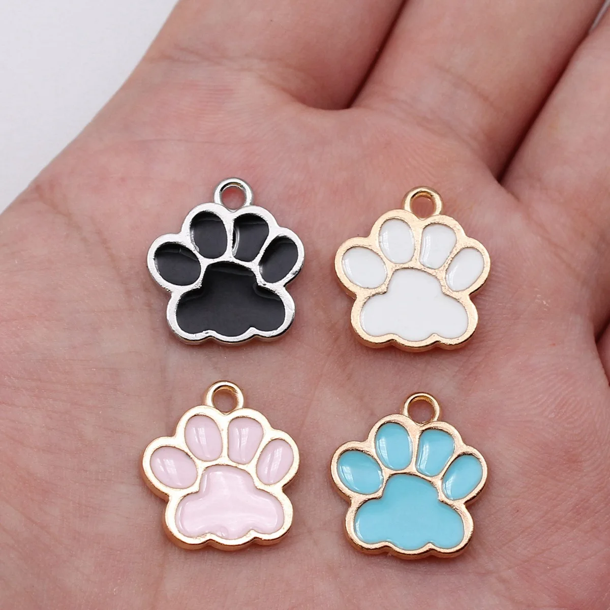 WYSIWYG 10pcs 18x16mm 4 Colors Dog Paw Charms Pendant For DIY Jewelry Making Handmade Jewelry Craft Findings