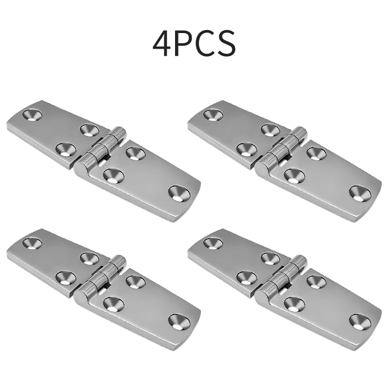 4PCS Stainless Steel Cast Door Strap Hinge with 6 Holes Mirror Polishing Marine Hinges Boat Hardware Parts Hinges-38X102MM