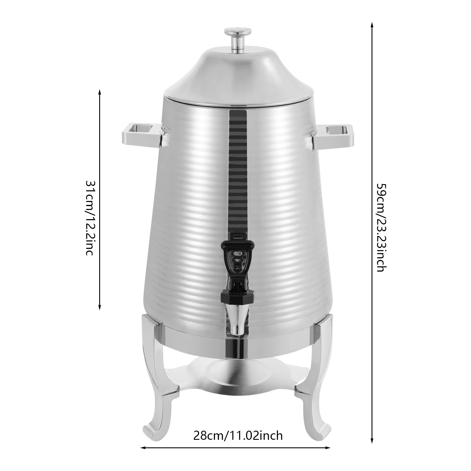 

Silver 11.02*23.23in 13L Stainless Steel Beverage Dispenser, Hot Drink Dispenser with Stand, Hot Beverage Dispenser for Hotels